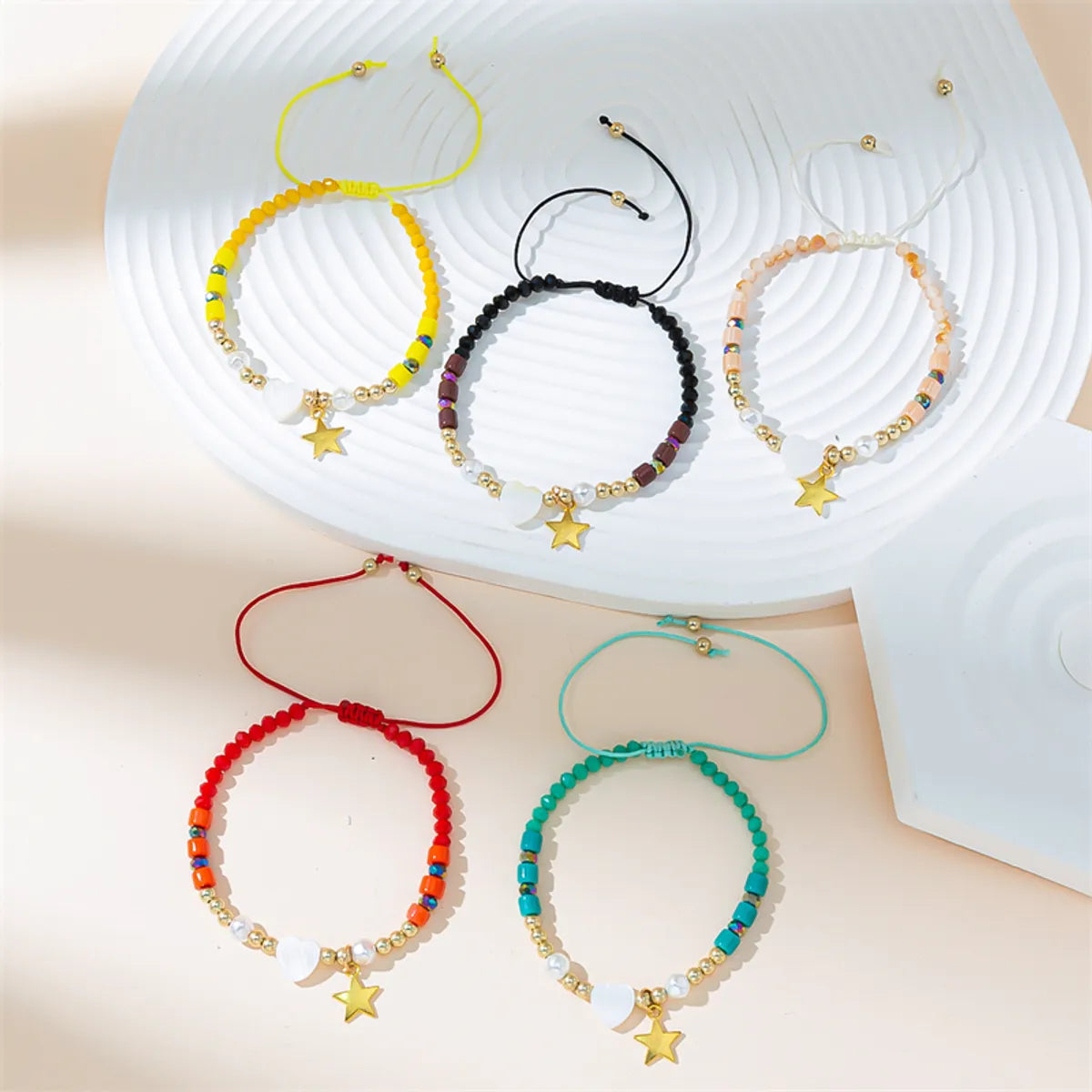 fashion bangles for women-Basic Star Artificial Crystal Beaded Braid Women's Bracelets