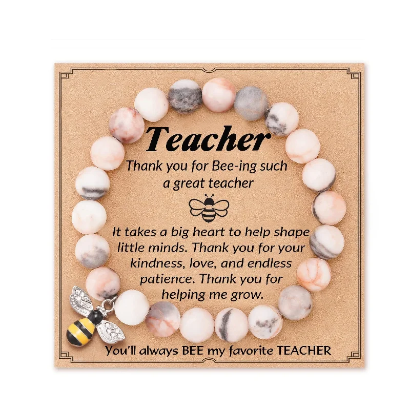 Pink Zebra Bee Pendant Teacher Card 3