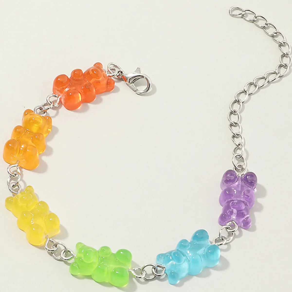 silver charm bracelets for women-Fashion Candy Color Resin Bear Bracelet Wholesale Gooddiy