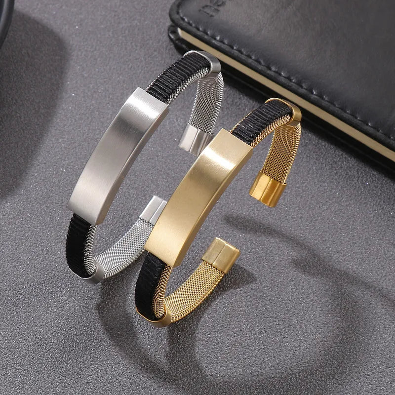 luxury bangles for women-Hip-Hop Retro C Shape Titanium Steel Plating 18K Gold Plated Men'S Bangle