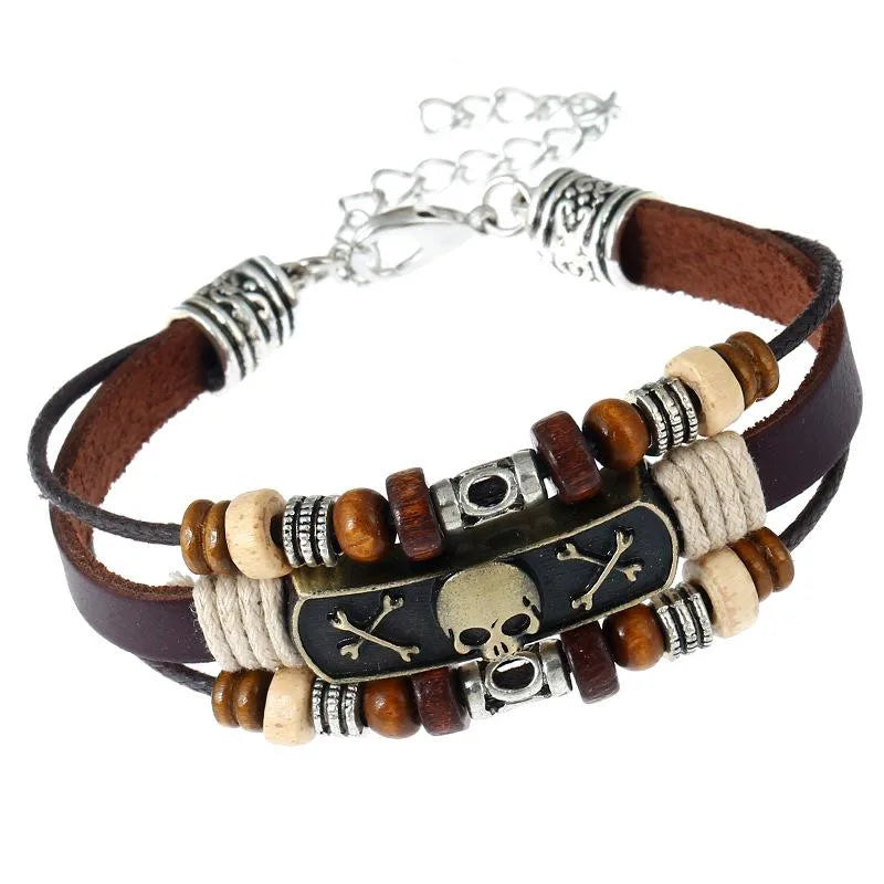 matching bangle bracelets for women-New Alloy Punk Leather Bracelet