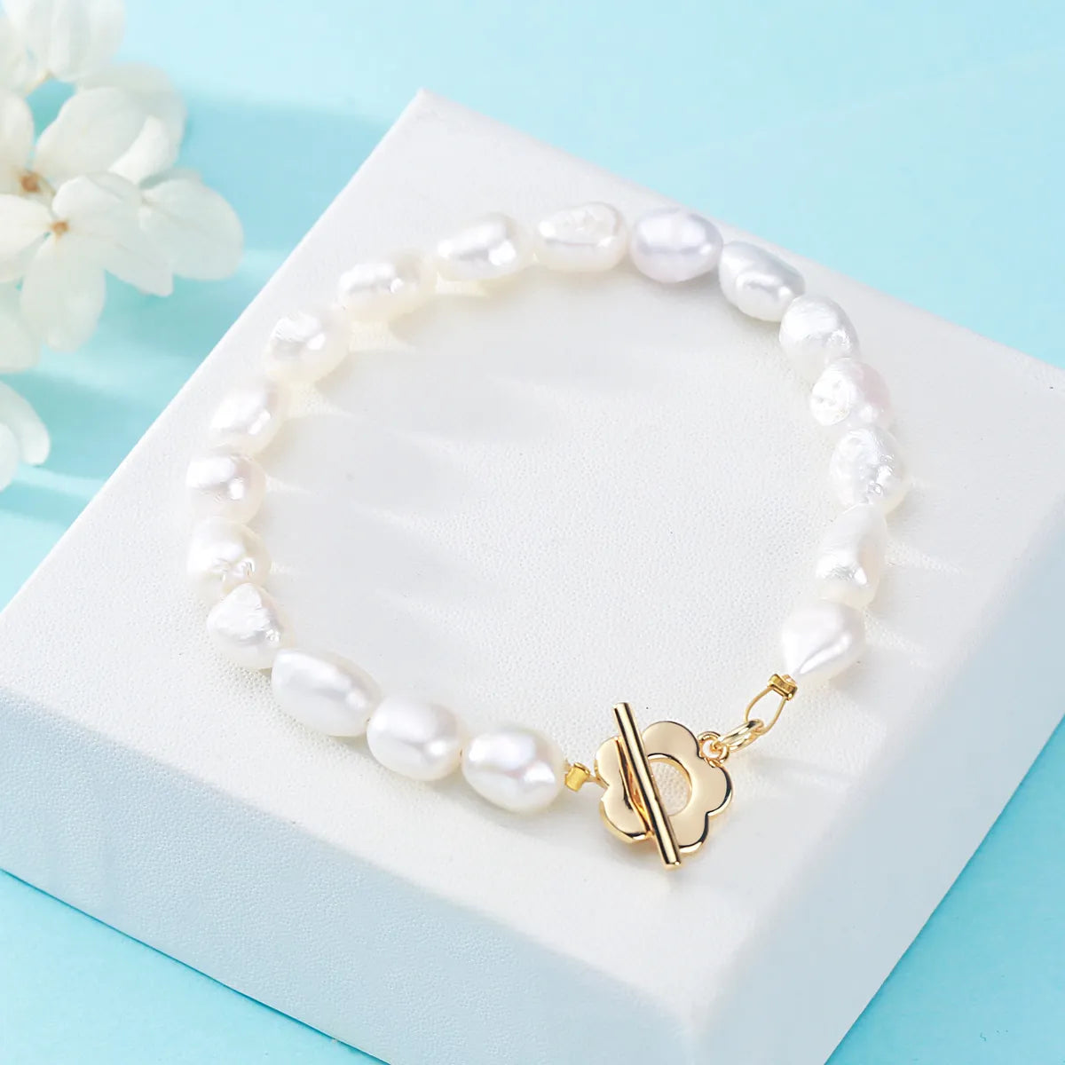 woven bracelets for women-Fashion Flower Pearl Bracelets 1 Piece