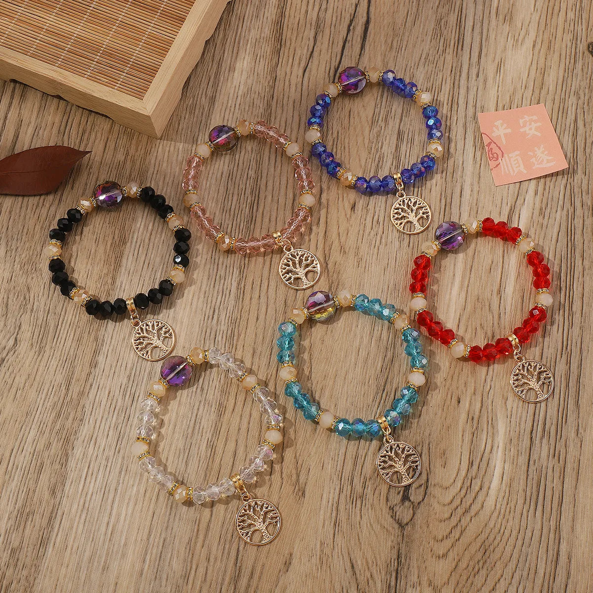 heart-shaped bracelets for women-Pastoral Life Tree Artificial Crystal Women's Bracelets