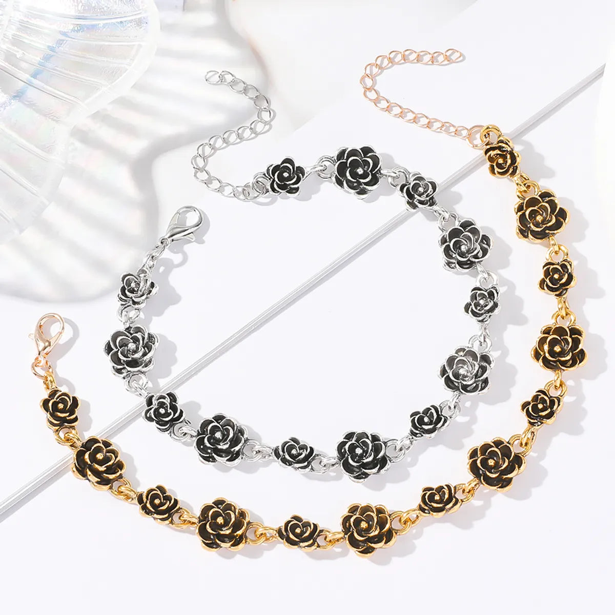 polished bangles for women-Retro Flower Alloy Wholesale Bracelets