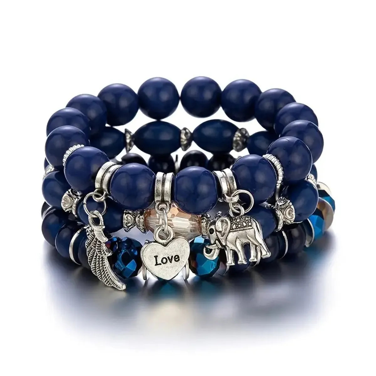 stacked charm bracelets for women-Classic Style Round Alloy Beaded Women's Bracelets