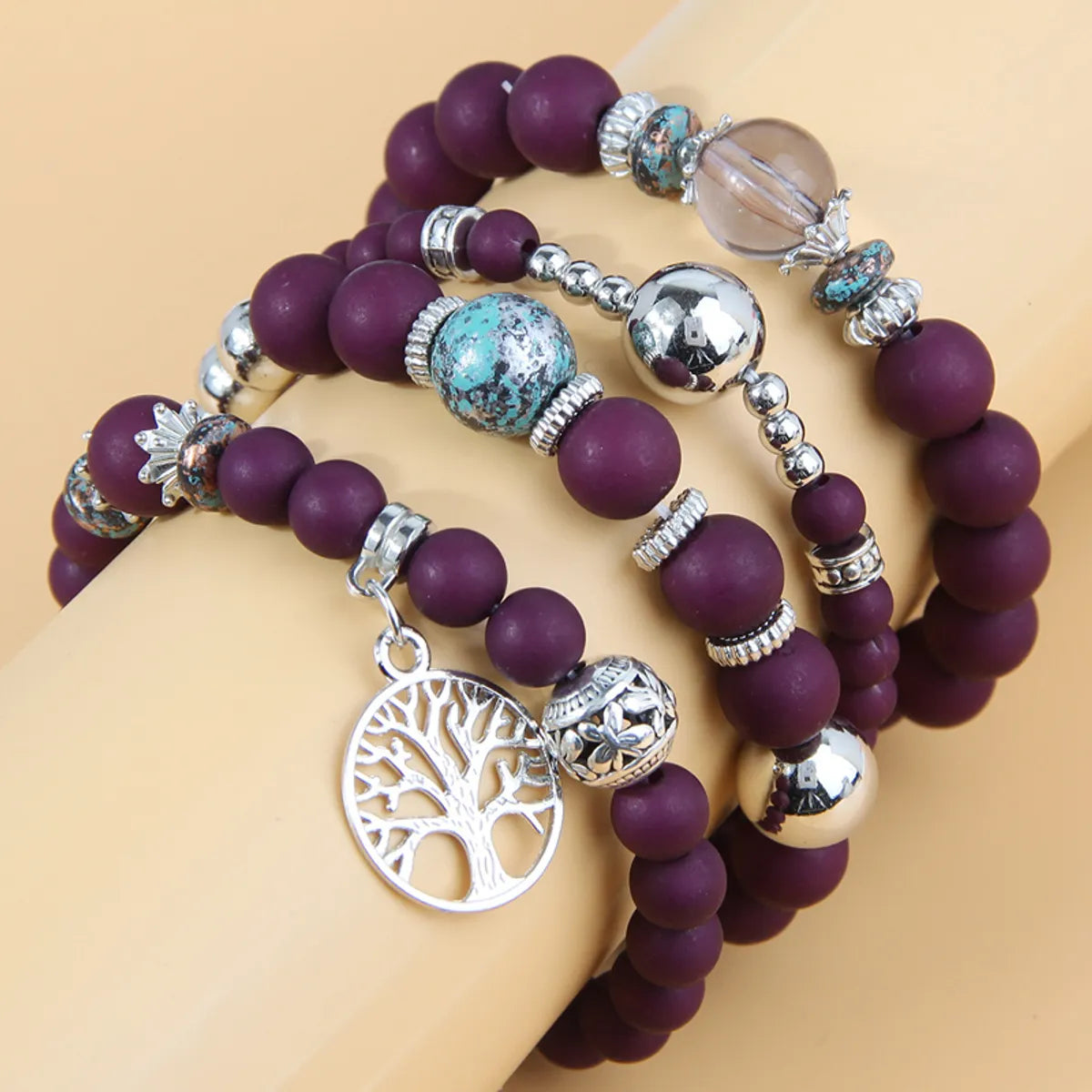 fashion bracelets for women-1 Set Fashion Tree Alloy Resin Beaded Women's Bracelets