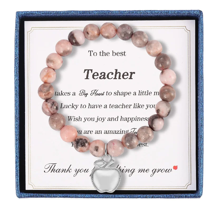 Pink Zebra Apple Pendant Best Teacher Card