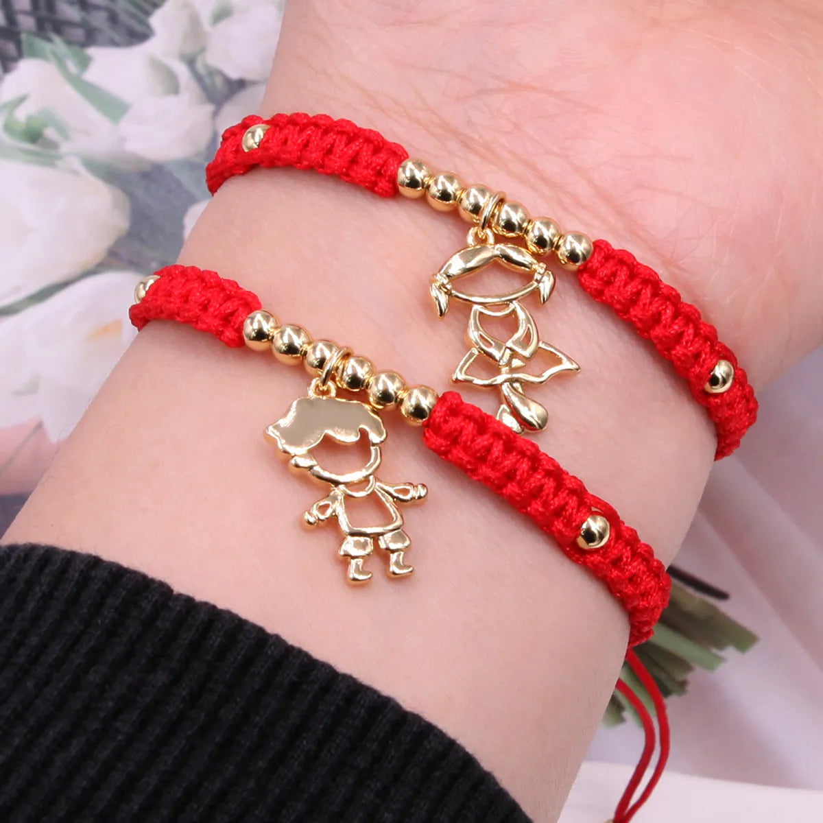 tennis bracelets for women-Cute Handmade Sweet Cartoon Character Rope Copper Knitting Polishing Plating 18k Gold Plated Drawstring Bracelets