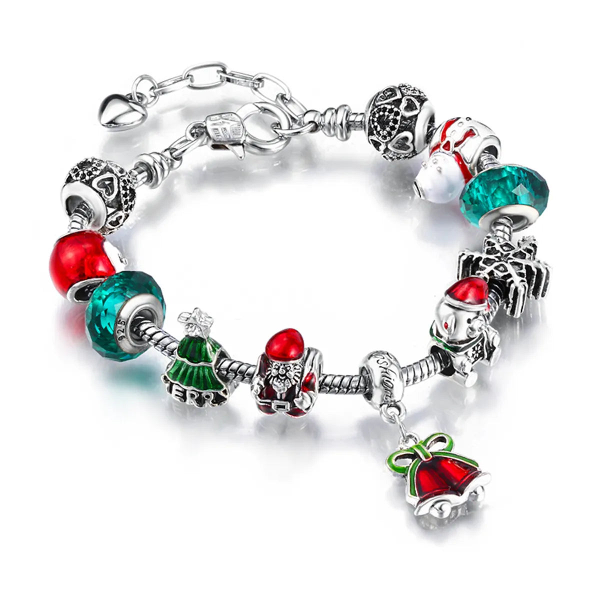 charm bracelets for women-Fashion Christmas Tree Bell Alloy Enamel Women's Bracelets 1 Piece