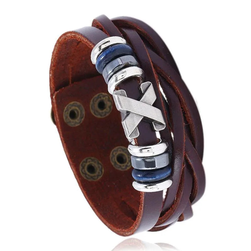 statement bracelets for women-Men'S Bracelet Alloy Wide Leather Genuine Leather Jewelry Simple Fashion Jewellery