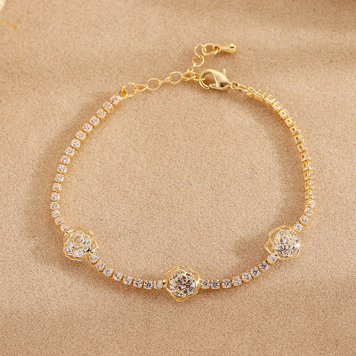 silver tennis bracelets for women-Elegant Simple Style Solid Color Flower Zircon Alloy Wholesale Bracelets