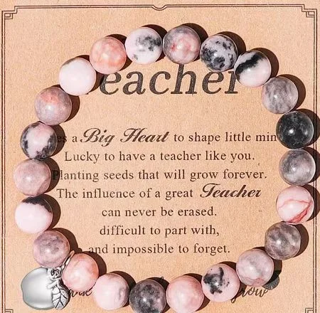 Pink Zebra Apple Pendant Teacher Card 5