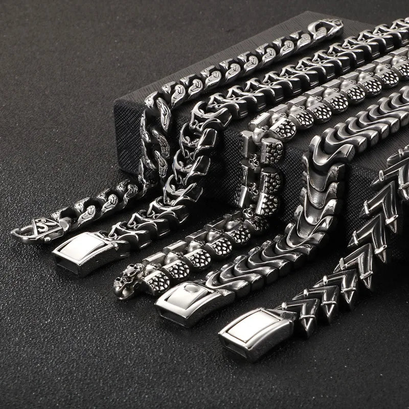 luxury bracelets for women-Punk Geometric Stainless Steel Men'S Bracelets