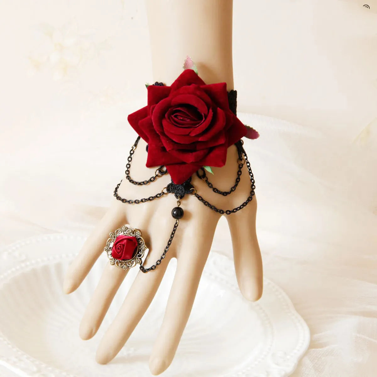 delicate gold bracelets for women-Retro Flower Cloth Lace Wholesale Bracelets