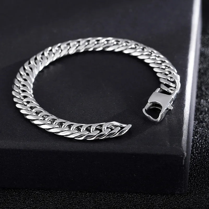 stackable bracelets for women-Punk Streetwear Geometric Solid Color Titanium Steel Men'S Bracelets