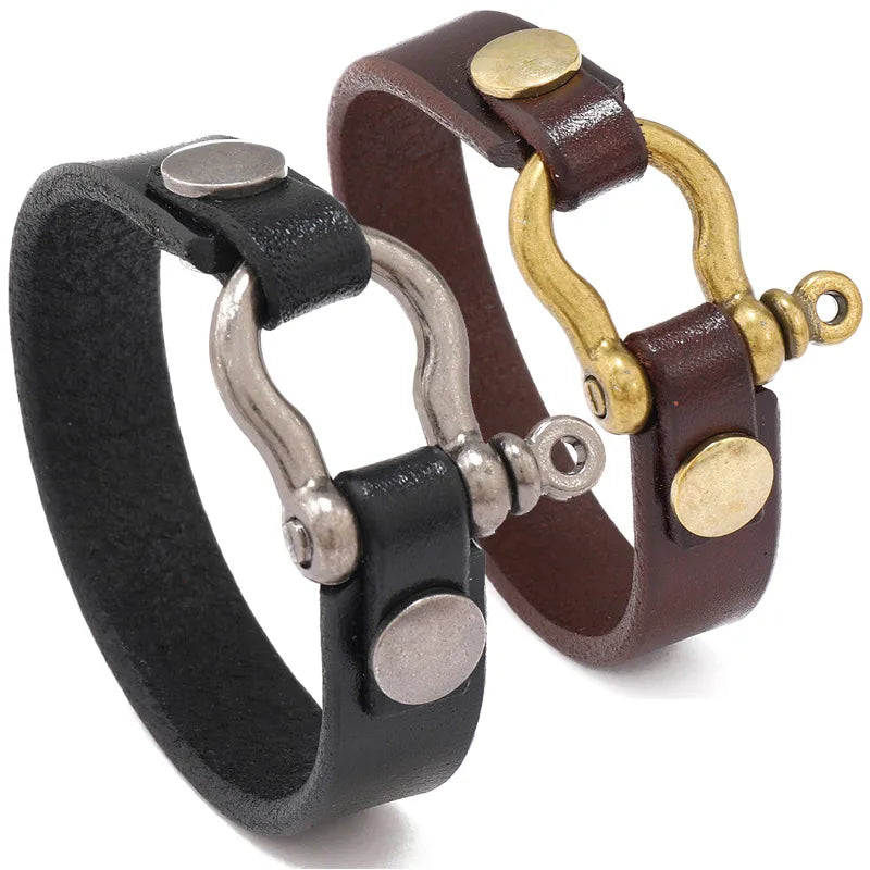 matching bangle bracelets for women-1 Piece Fashion Geometric Alloy Cowhide Men'S Bracelets