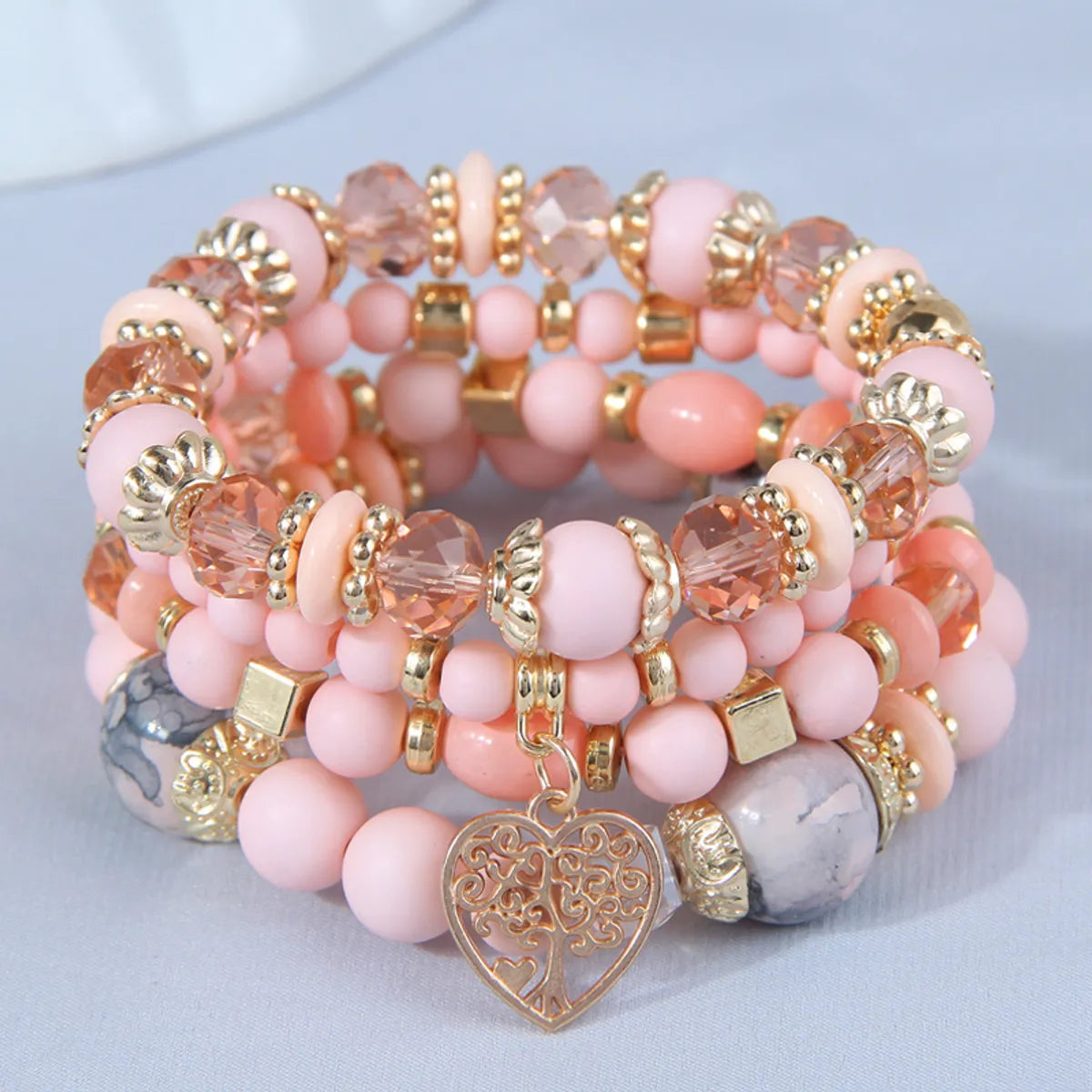 polished bangles for women-Fashion Heart Shape Alloy Glass Wholesale Bracelets