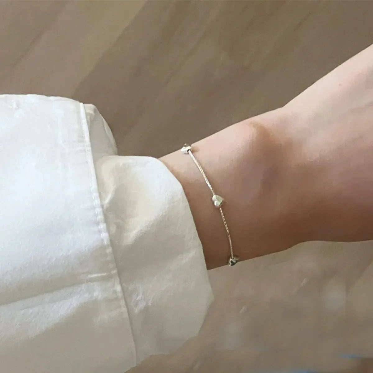 simple bangles for brides-Simple Style Heart Shape Sterling Silver Polishing Bracelets