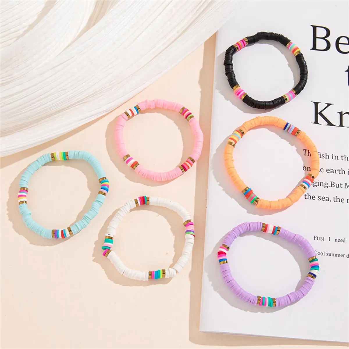 fashion bangles for women-Bohemian Simple Style Colorful Soft Clay Beaded Women's Bracelets