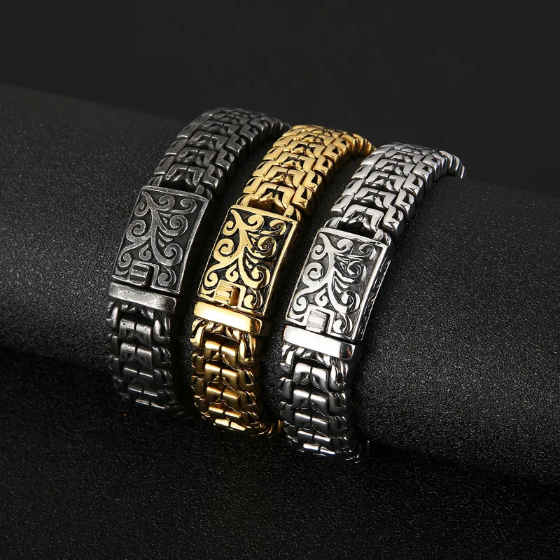 gemstone bangles for women-Hip-Hop Cool Style Solid Color Titanium Steel 18K Gold Plated Men'S Bracelets