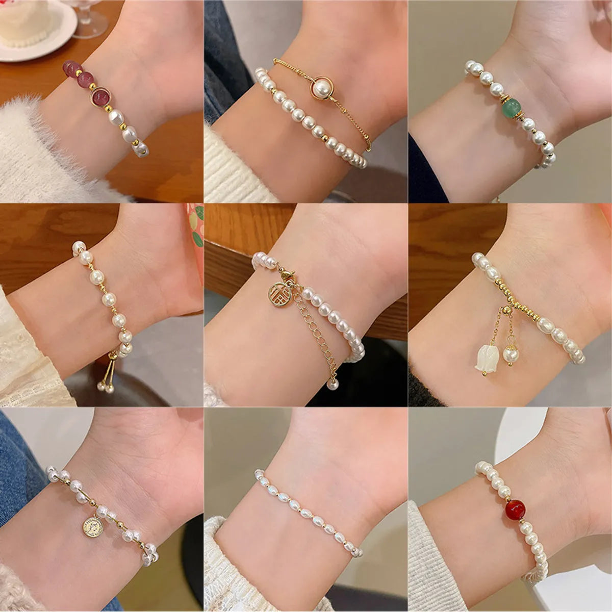 tennis bracelets for women-Elegant Geometric Alloy Copper Plating Artificial Pearls Women's Bracelets