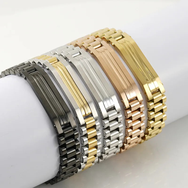 colorful bracelets for women-Simple Style Classic Style Solid Color Titanium Steel Plating Gold Plated Men'S Bracelets