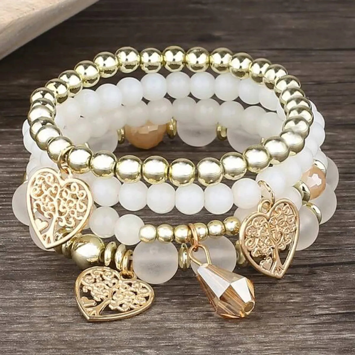 cuff bangles for women-Ethnic Style Tree Heart Shape Ccb Zinc Alloy Beaded Women's Bracelets