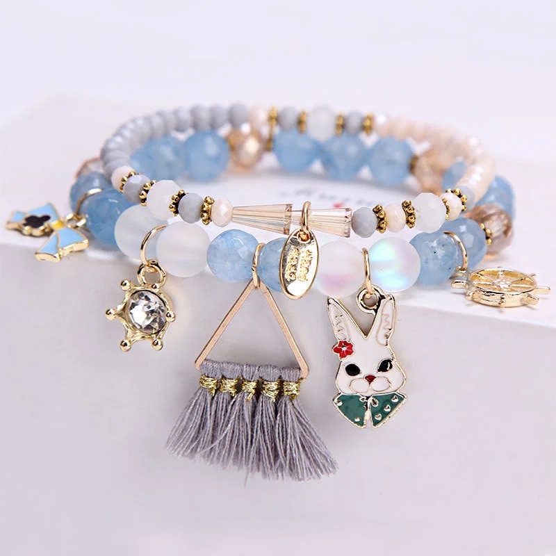 Peacock Blue Rabbit Tassel Blue