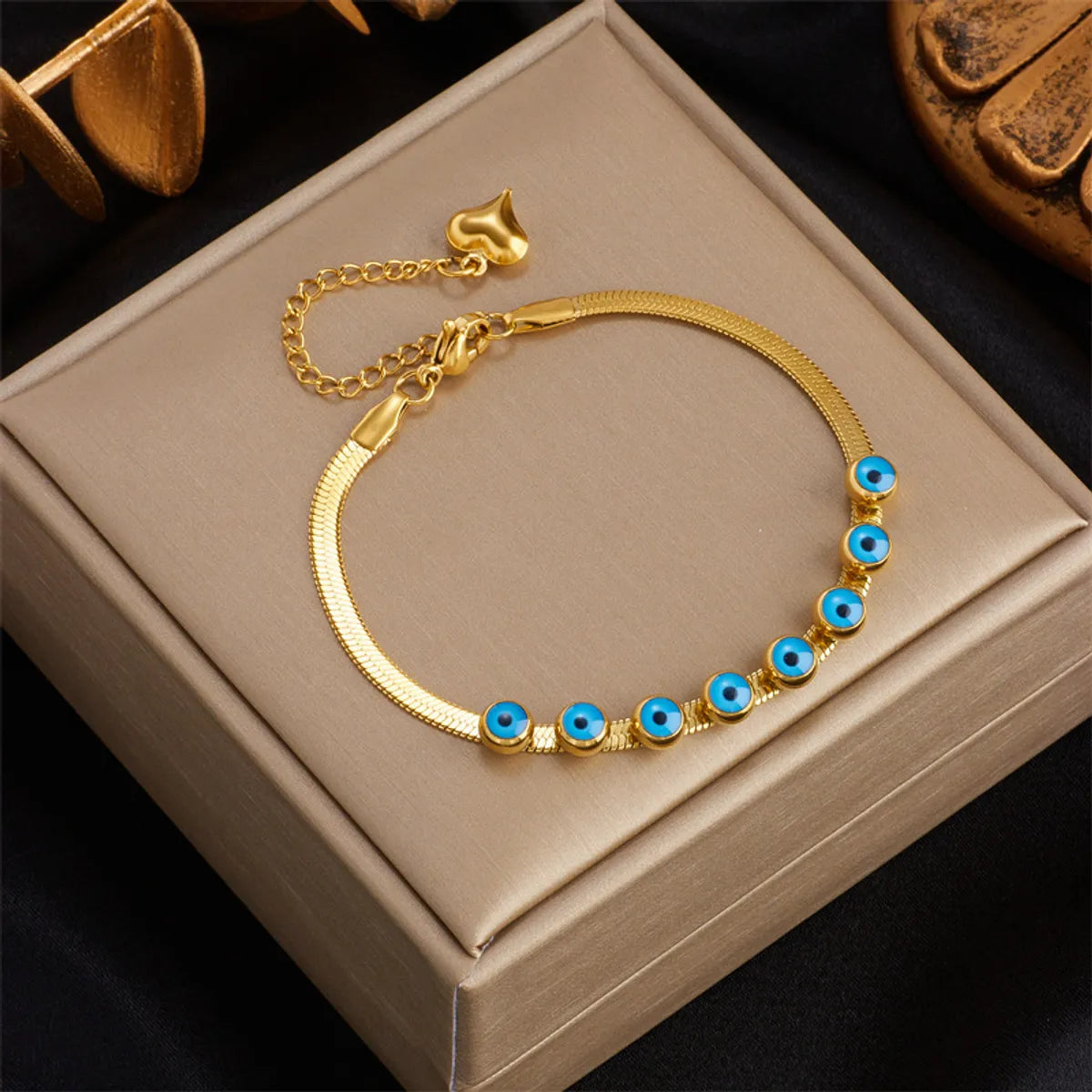 bridal bracelets for women-Vintage Style Simple Style Devil's Eye Titanium Steel Enamel Plating 18k Gold Plated Bracelets