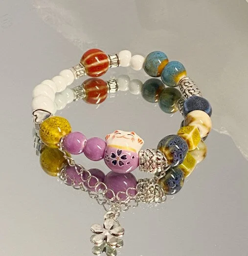 Ceramic Kitten Beaded Bracelet