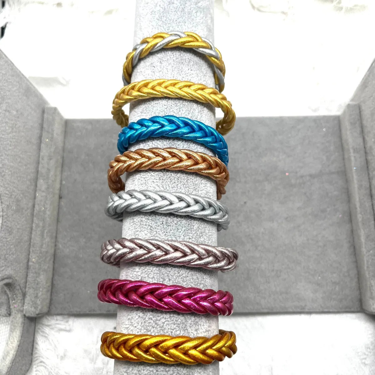 matching bracelets for women-Simple Style Solid Color Silica Gel Braid Unisex Wristband