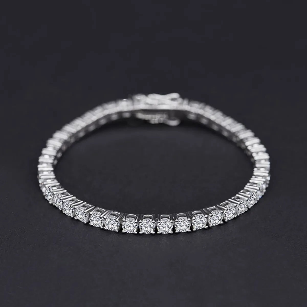 delicate bracelets for women-Streetwear Solid Color Sterling Silver Plating Inlay Artificial Diamond Silver Plated Bracelets