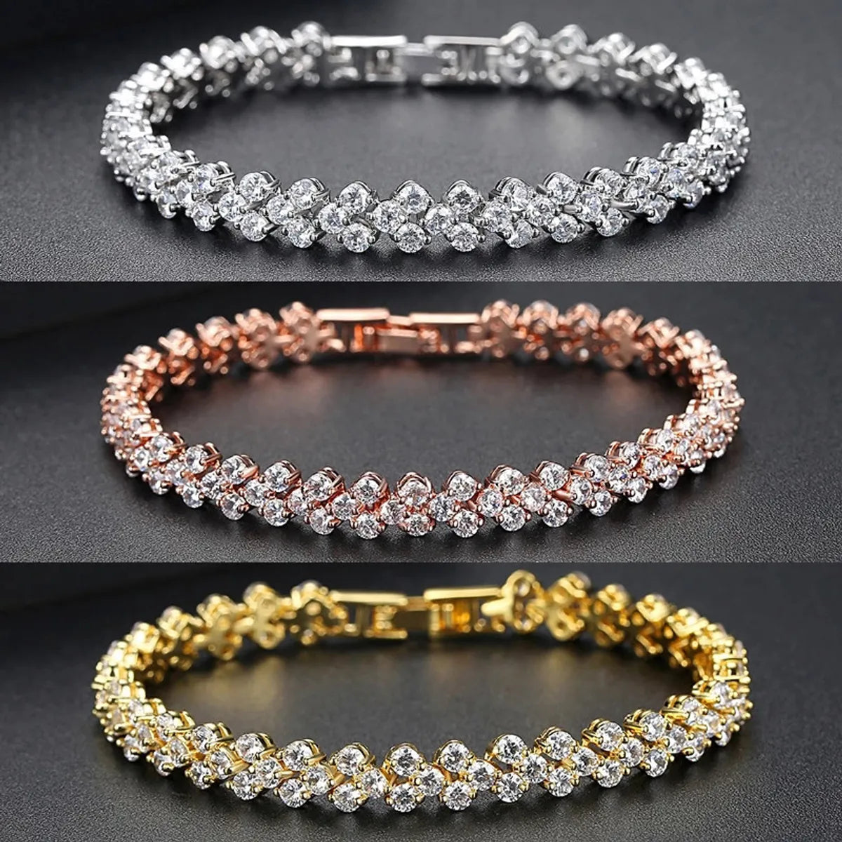 elegant bangle bracelets for women-Simple Style Heart Shape Artificial Crystal Alloy Wholesale Bracelets