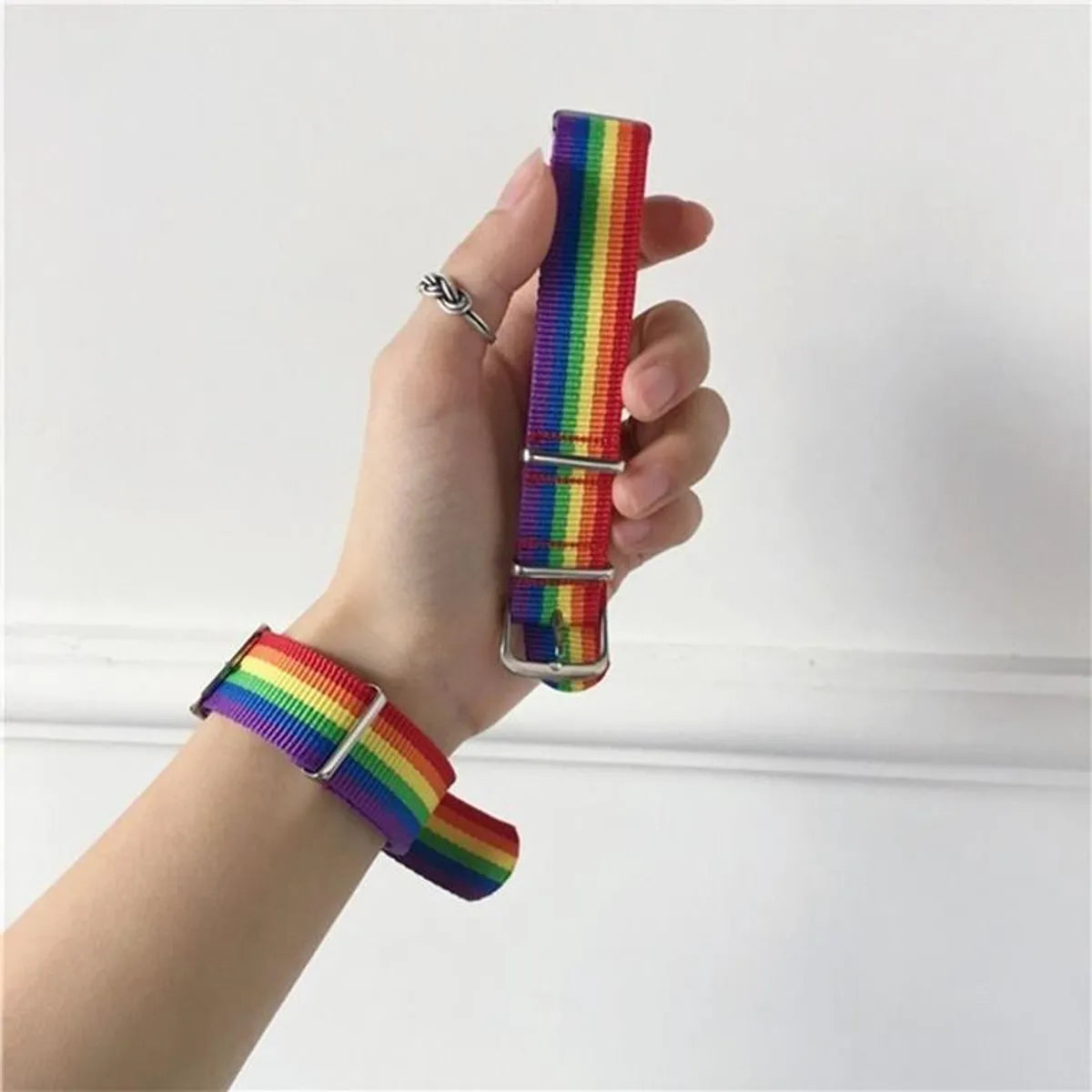 gold cuff bracelets for women-Simple Style Rainbow Textile Unisex Wristband