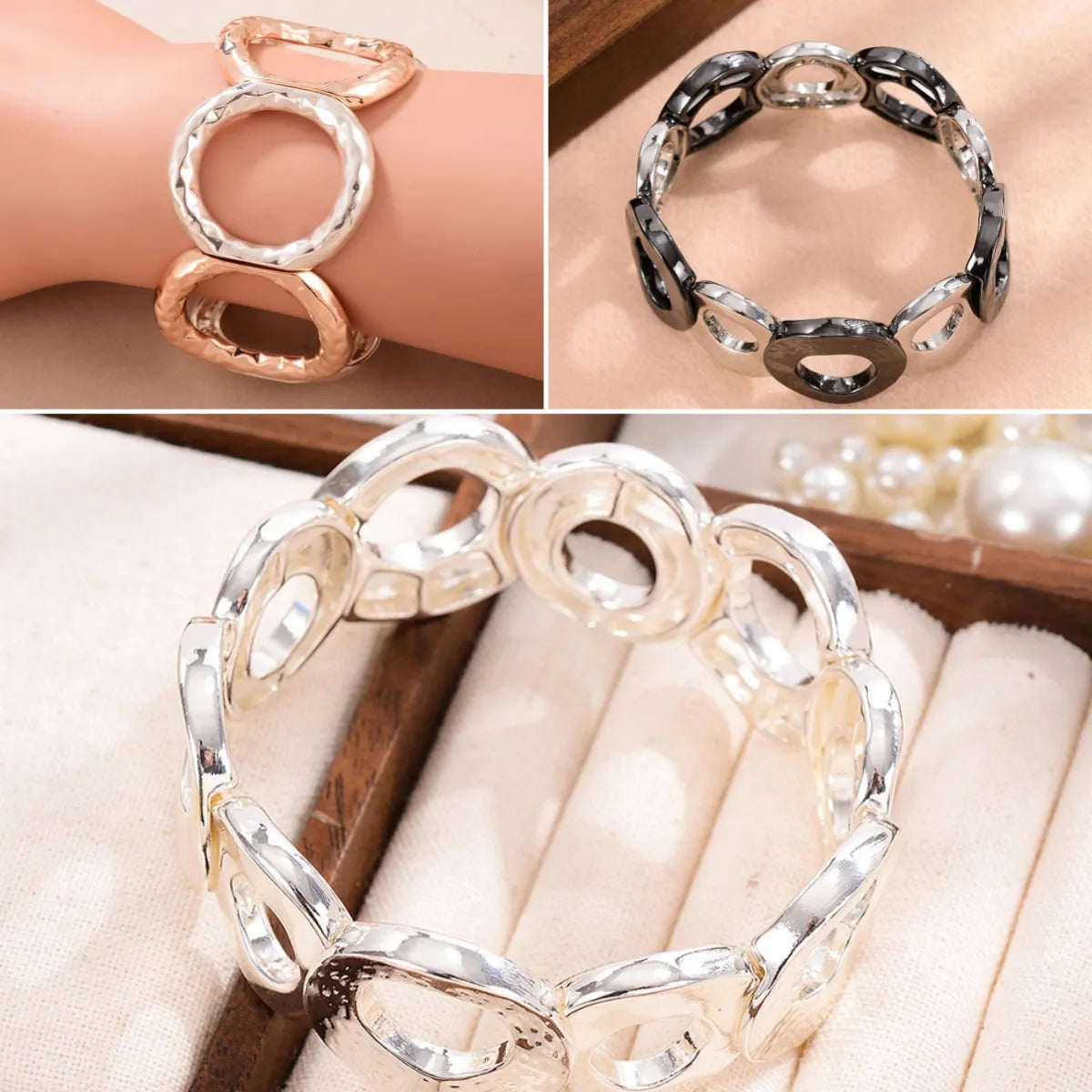 adjustable bangles for women-Casual Streetwear Geometric Alloy Plating Silver Plated Women's Bangle