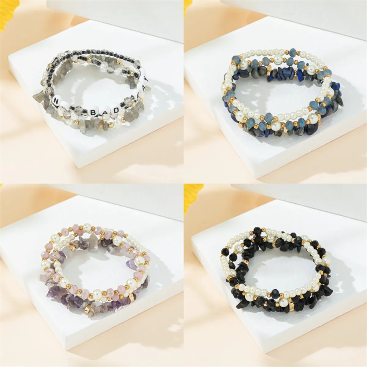 statement bangles for women-Casual Simple Style Irregular Round Beaded Women's Bracelets