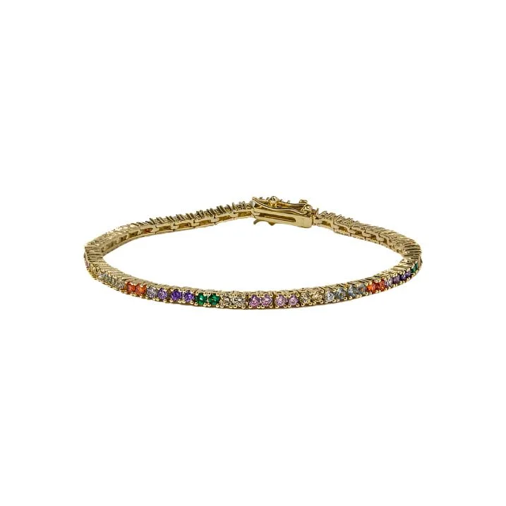 adjustable cuff bracelets for women-Baby Heiress Rainbow Diamondette Tennis Bracelet