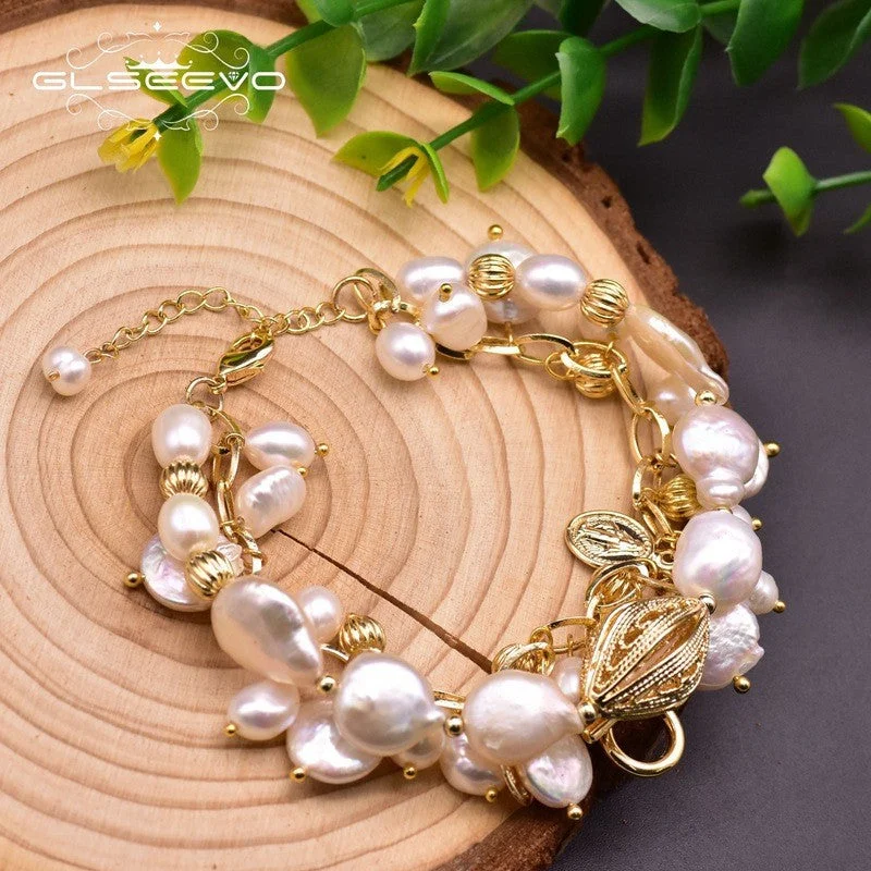 White Double Layer Baroque Pearl Bracelet