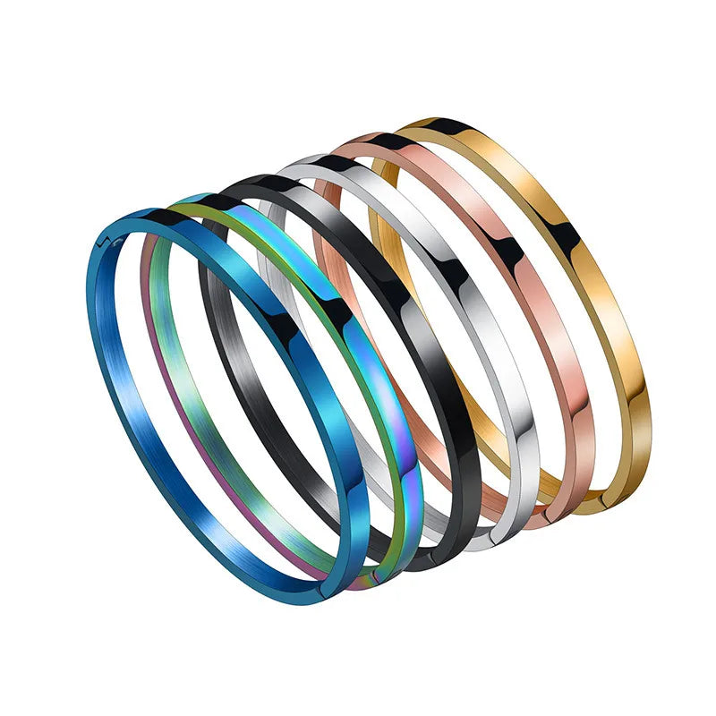 statement bangles for women-Simple Style Solid Color Titanium Steel Unisex Bangle