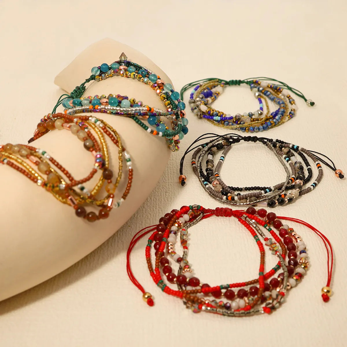 tennis bracelets for engagement-Bohemian Geometric Color Block Alloy Knitting Women's Bracelets