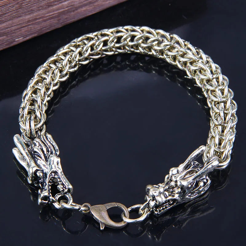 chic bracelets for women-Retro Dragon Alloy Patchwork Chain Men'S Bracelets 1 Piece