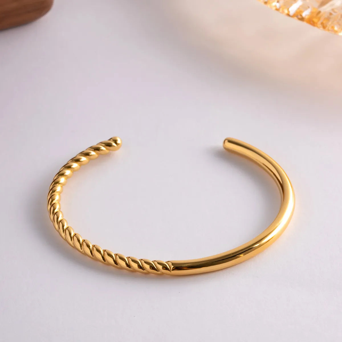 charm bangles for women-Retro Solid Color Stainless Steel Plating Bangle