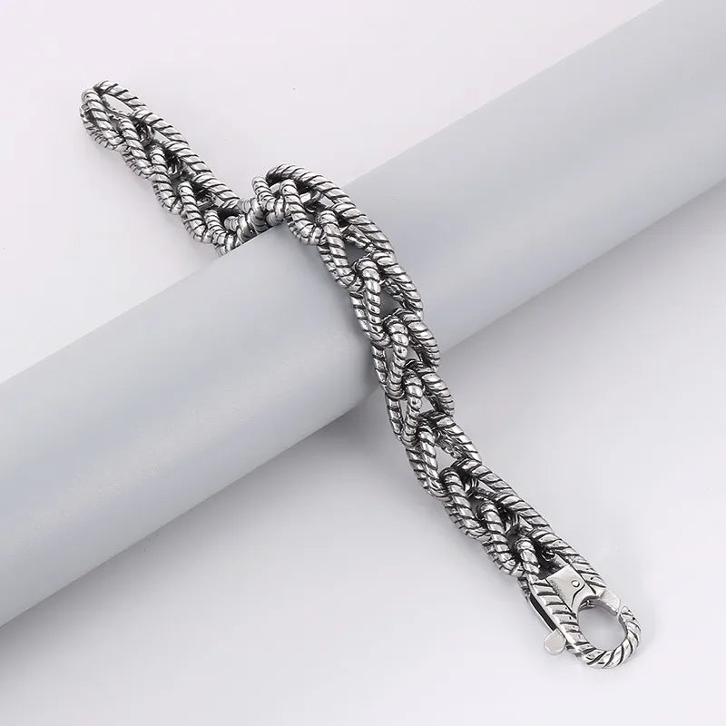 silver stretch bracelets for women-Punk Geometric Titanium Steel Men'S Bracelets