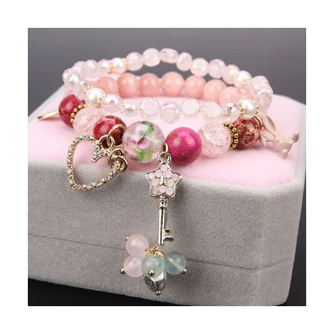 Khaki Glass Key Pink