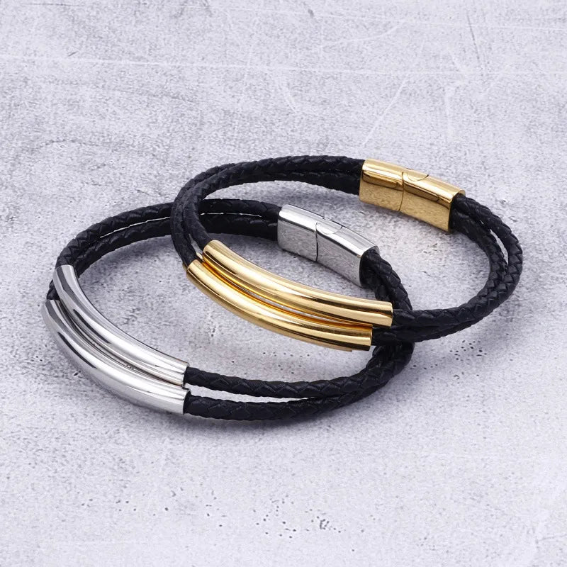 silver charm bracelets for women-Retro Streetwear Geometric Titanium Steel Plating Men'S Bangle