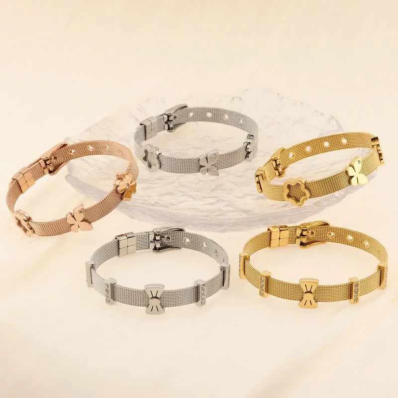 custom bracelets for women-Simple Style Streetwear Butterfly Titanium Steel 18K Gold Plated Women'S Bracelets