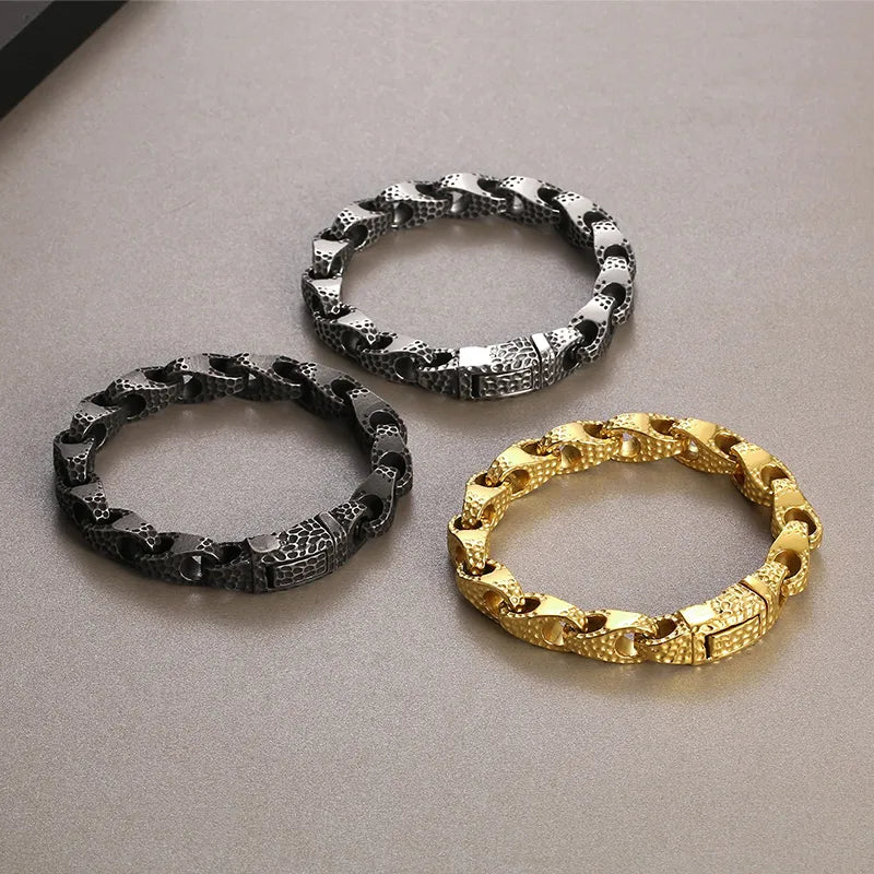 trendy bracelets for women-Hip-Hop Geometric 304 Stainless Steel 18K Gold Plated Men'S Bracelets