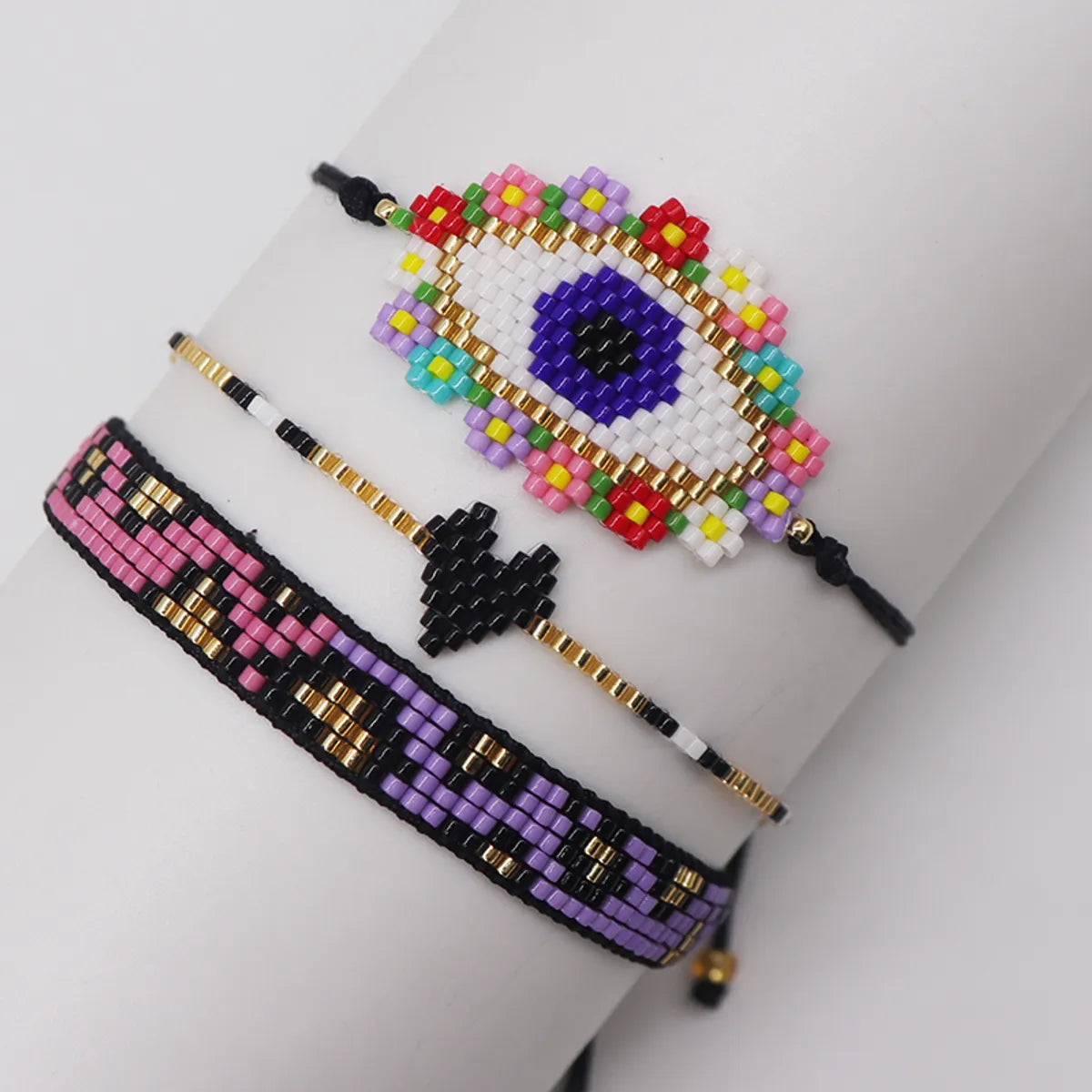 high-end bracelets for women-Hip-hop Geometric Heart Shape Leopard Glass Knitting Unisex Bracelets