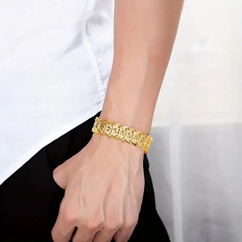 gold bangles for women-Simple Style Solid Color Copper Gold Plated Men'S Bracelets