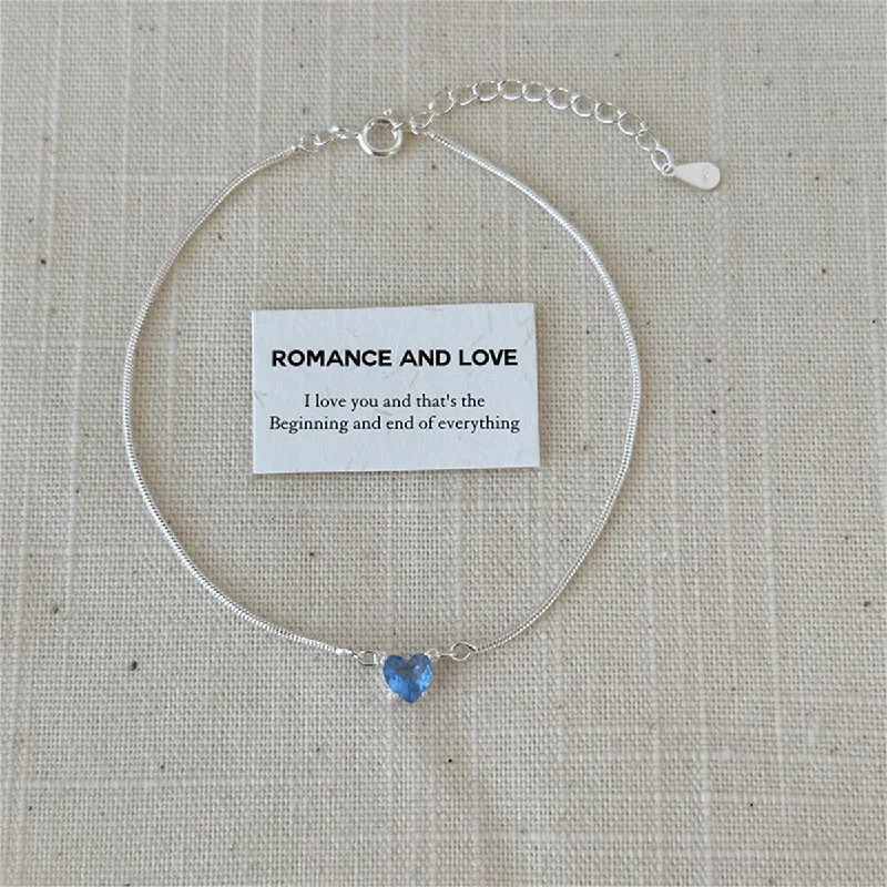 Light Blue Loving Heart Zircon Bracelet